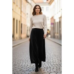 Vintage Velvet Velour Black Maxi Skirt Pull-On L NWT Liz Claiborne Villager